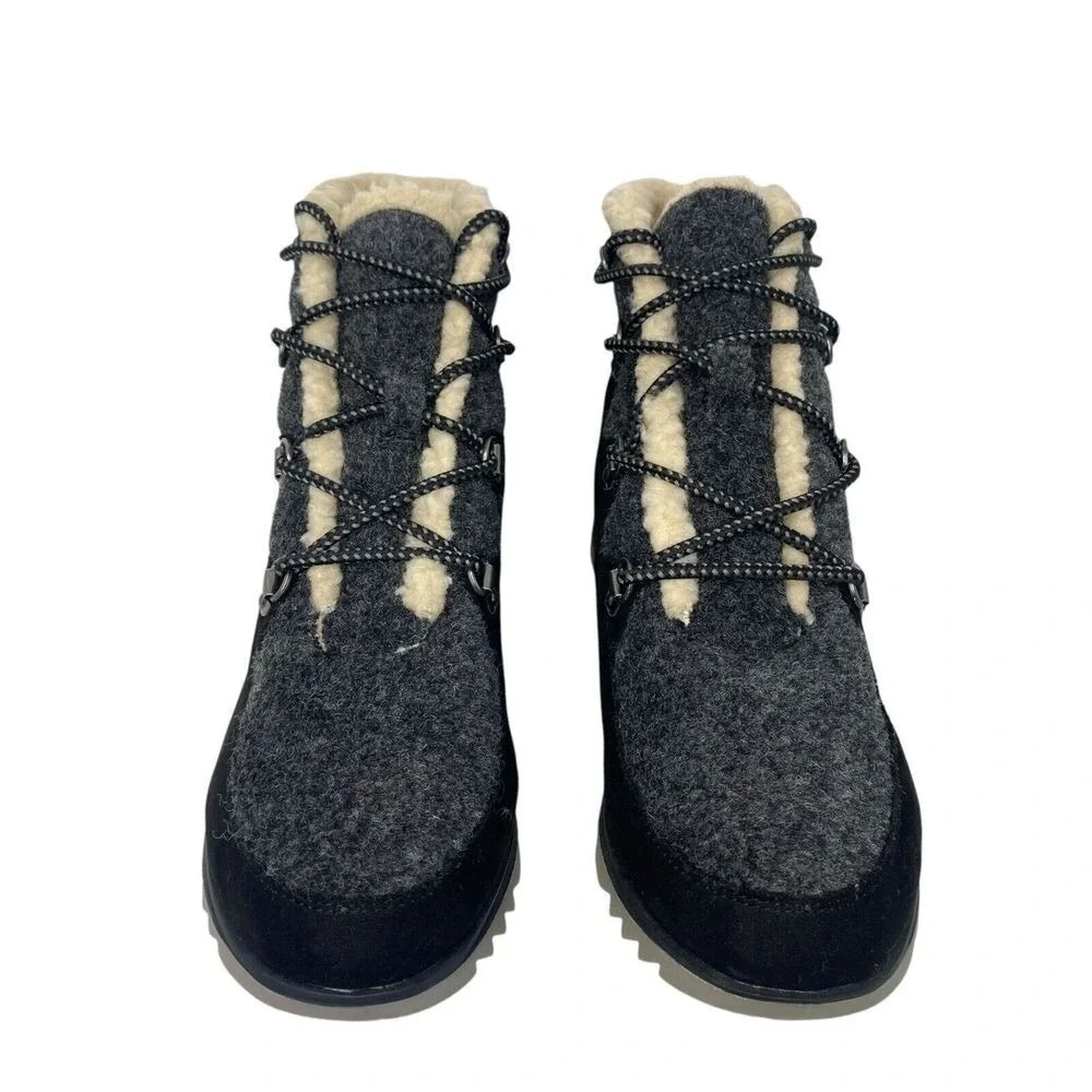 Sonoma Womens Size 8 Orpington Black Faux Suede Sherpa Hiking Boots Lug Sole
